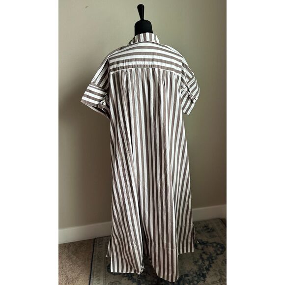 BANANA REPUBLIC Women's Rhyah Poplin Maxi Striped Roll Sleeve Dress Size XL/XXL - Picture 8 of 11